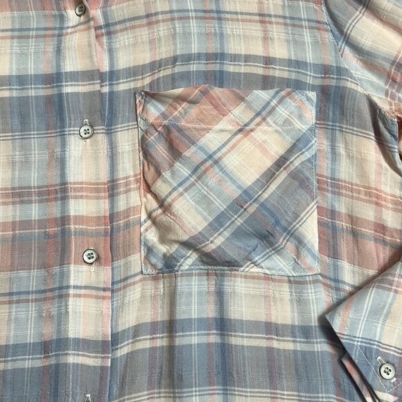 Bella Dahl Plaid Button Down Shirt 3/4 Sleeve Size M/L (See Measurements) - Picture 4 of 6